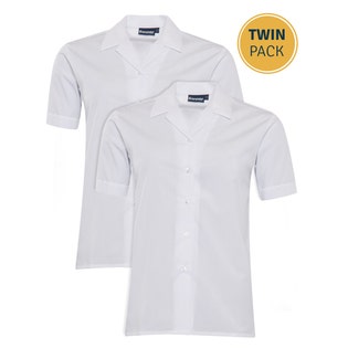 Banner 2 Pack Short Sleeve Revere Blouse-WH