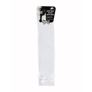 Uneek Knee High Bow Socks-WH